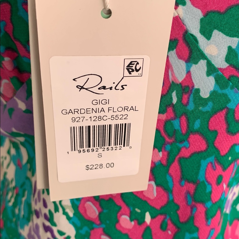 💐NWT Rails Green Floral Midi Dress with Pink, Purple & White Accents, Sz S - Picture 10 of 13